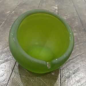 Vintage Viking Orb Ashtray Slanted Sphere Satin Green Glass 4"